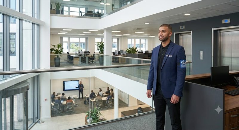 Security guard on duty at a London retail or business premises