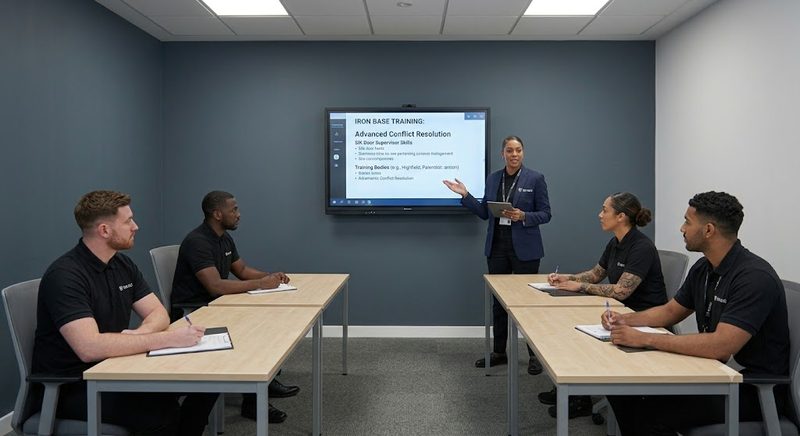 Students attending a security training course in London